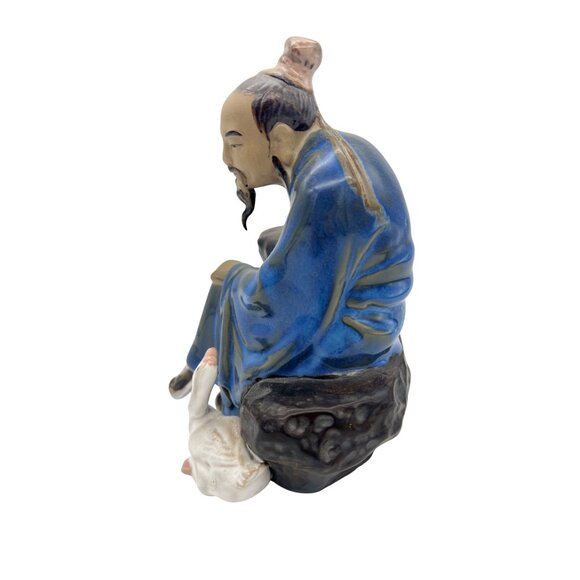 Vintage Ceramic Chinese Scholar Figurine w/ Goose 6.5" Collectible Decoration - Picture 2 of 6